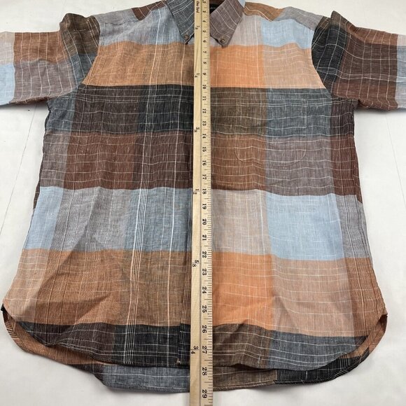 Paul Fredrick 100% Linen Button Up Shirt Men's M Slim Fit Short Sleeve Pockets - Picture 5 of 8